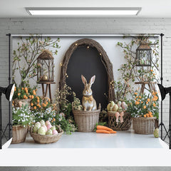 Aperturee - Aperturee Lighted Rabbit Hutch Greenery Floral Easter Backdrop