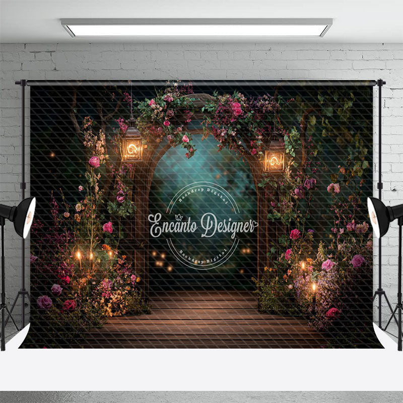 Aperturee - Aperturee Lighted Romantic Floral Arch Plant Wedding Backdrop