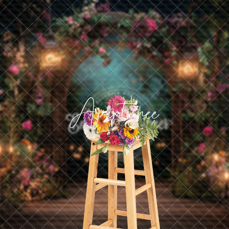 Aperturee - Aperturee Lighted Romantic Floral Arch Plant Wedding Backdrop