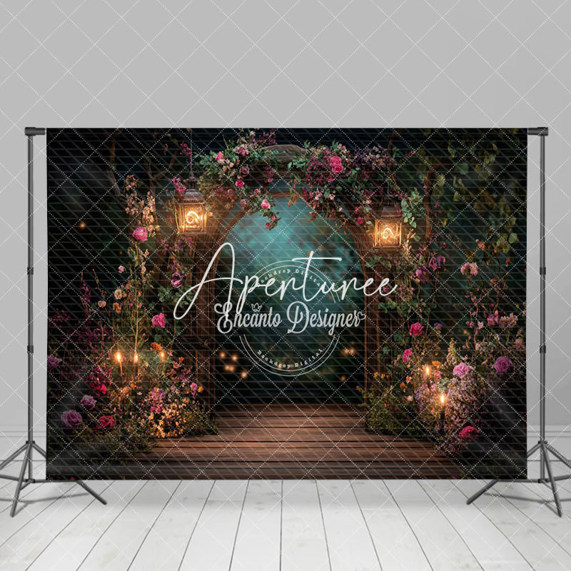 Aperturee - Aperturee Lighted Romantic Floral Arch Plant Wedding Backdrop