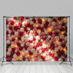 Aperturee - Aperturee Lighted Romantic Floral Wall Wedding Photo Backdrop