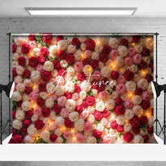 Aperturee - Aperturee Lighted Romantic Floral Wall Wedding Photo Backdrop