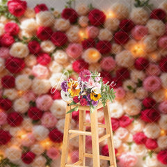 Aperturee - Aperturee Lighted Romantic Floral Wall Wedding Photo Backdrop