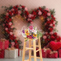 Aperturee - Aperturee Lighted Romantic Red Floral Arch Gifts Backdrop