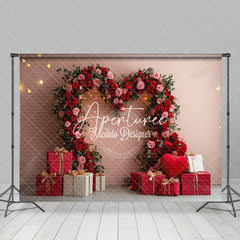 Aperturee - Aperturee Lighted Romantic Red Floral Arch Gifts Backdrop