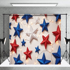 Aperturee - Aperturee Lighted RWB Stars Independence Day Room Set Backdrop