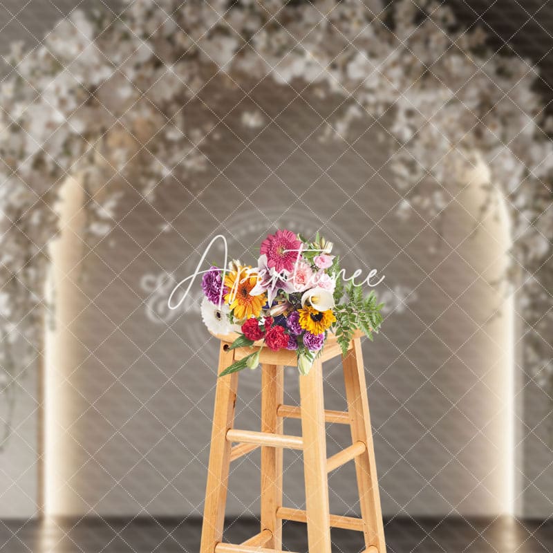 Aperturee - Aperturee Lighted White Floral Arch Wedding Photo Backdrop