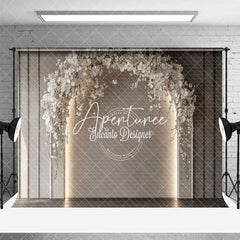 Aperturee - Aperturee Lighted White Floral Arch Wedding Photo Backdrop