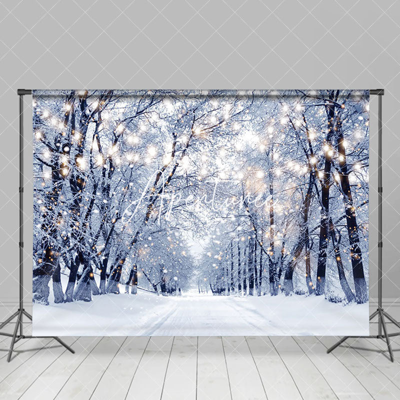 Aperturee - Aperturee Lights Flashing Winter Snowy Nature Forest Backdrop