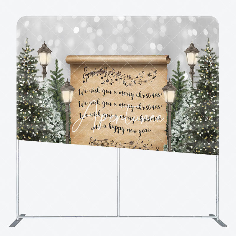 Aperturee - Aperturee Lights Tree Snow Bokeh Double-Sided Square Backdrop