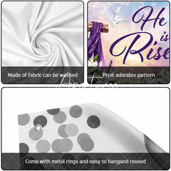 Aperturee - Aperturee Lily He Is Risen Cross Easter Garage Door Banner