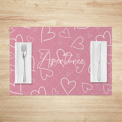 Aperturee - Aperturee Line Hearts Pink Valentines Day Set Of 4 Placemats