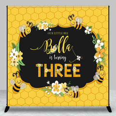 Aperturee - Aperturee Little Bee Honeycomb Custom 3rd Birthday Backdrop