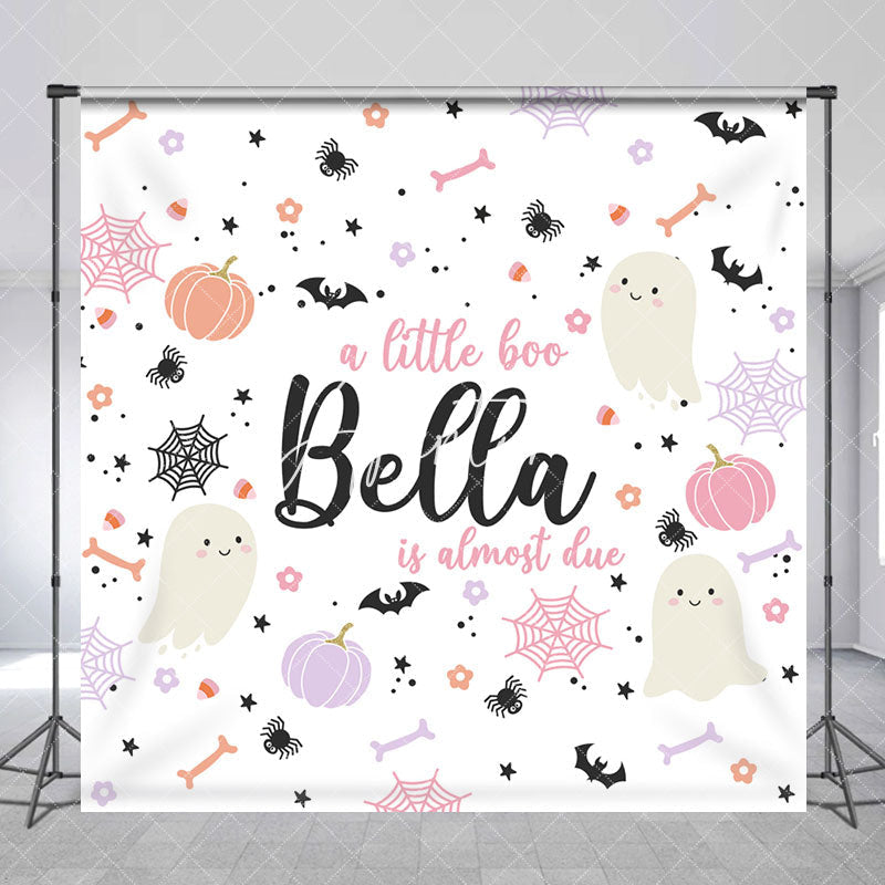 Aperturee - Aperturee Little Boo Halloween Custom Name Baby Shower Backdrop