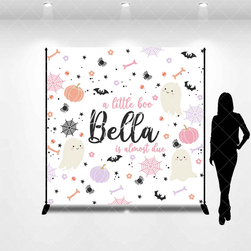 Aperturee - Aperturee Little Boo Halloween Custom Name Baby Shower Backdrop