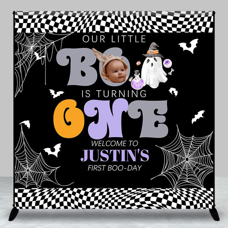 Aperturee - Aperturee Little Boo Halloween Custom Photo Birthday Backdrop