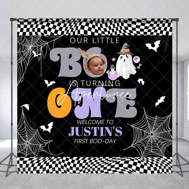 Aperturee - Aperturee Little Boo Halloween Custom Photo Birthday Backdrop