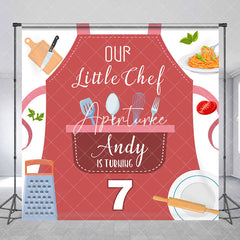 Aperturee - Aperturee Little Chef Apron Custom Name 7th Birthday Backdrop