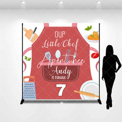 Aperturee - Aperturee Little Chef Apron Custom Name 7th Birthday Backdrop