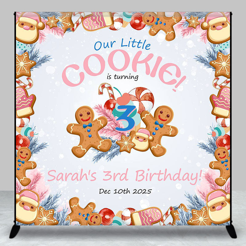 Aperturee - Aperturee Little Cookie Christmas Custom 3rd Birthday Backdrop