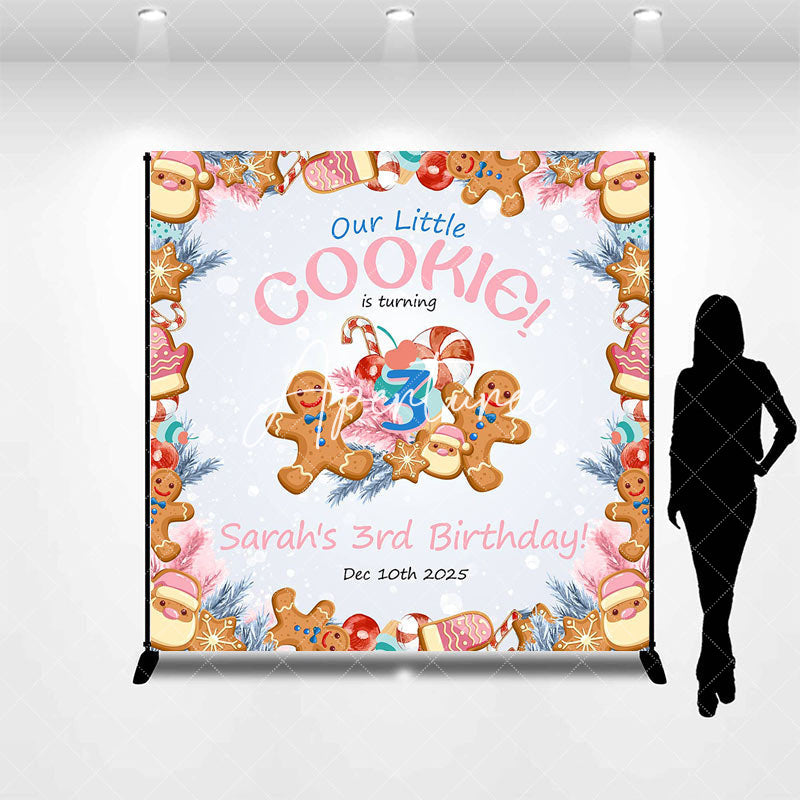 Aperturee - Aperturee Little Cookie Christmas Custom 3rd Birthday Backdrop