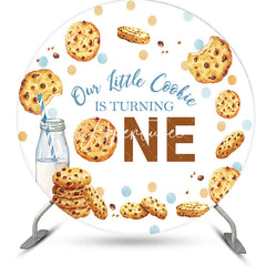 Aperturee - Aperturee Little Cookie Milk White Round 1st Birthday Backdrop