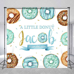 Aperturee - Aperturee Little Donut Candy Custom Name Baby Shower Backdrop