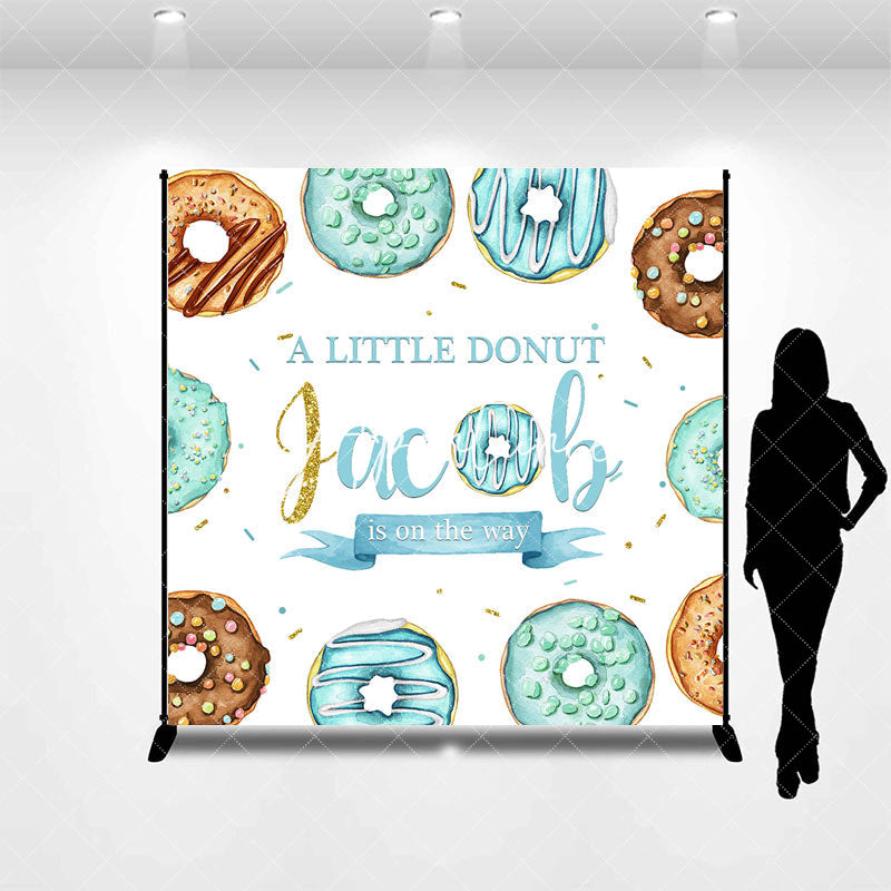 Aperturee - Aperturee Little Donut Candy Custom Name Baby Shower Backdrop