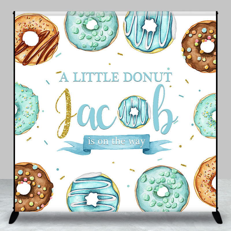 Aperturee - Aperturee Little Donut Candy Custom Name Baby Shower Backdrop