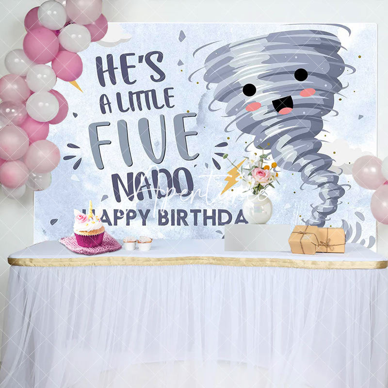 Aperturee - Aperturee Little Five Nado Typhoon Day Happy Birthday Backdrop