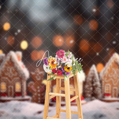 Aperturee - Aperturee Little Gingerbread House Bokeh Christmas Backdrop