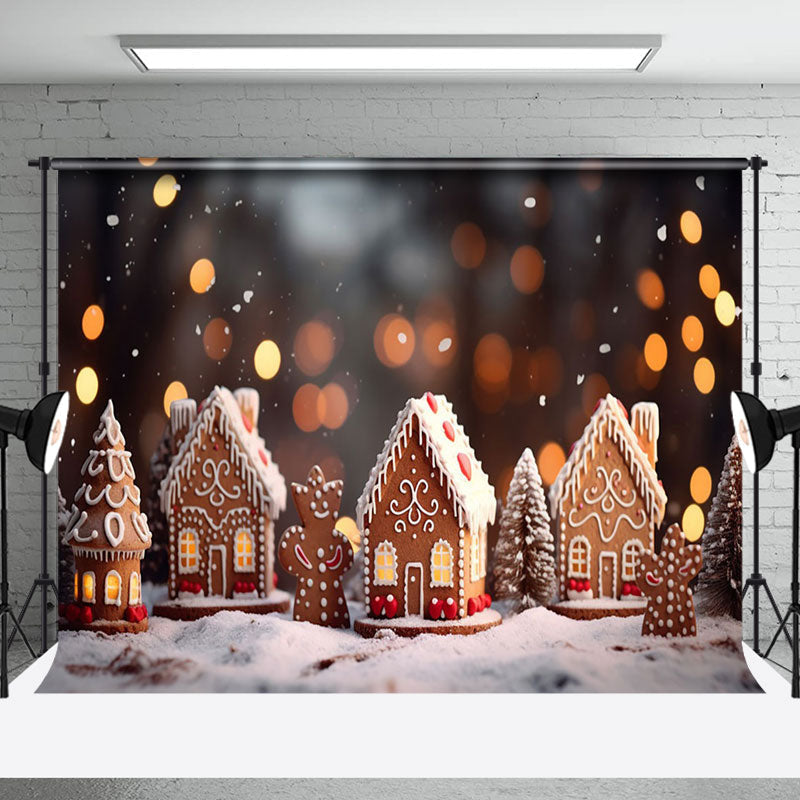 Aperturee - Aperturee Little Gingerbread House Bokeh Christmas Backdrop