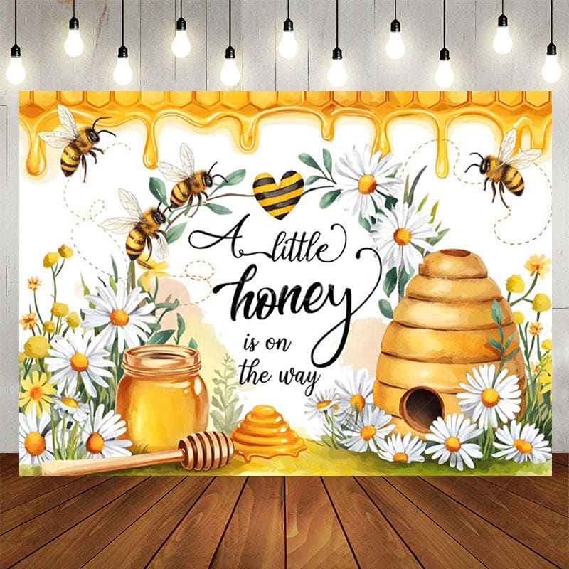 Aperturee - Aperturee Little Honey Bee Is On The Way Baby Shower Backdrop