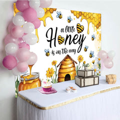 Aperturee - Aperturee Little Honey Is On The Way Cute Baby Shower Backdrop