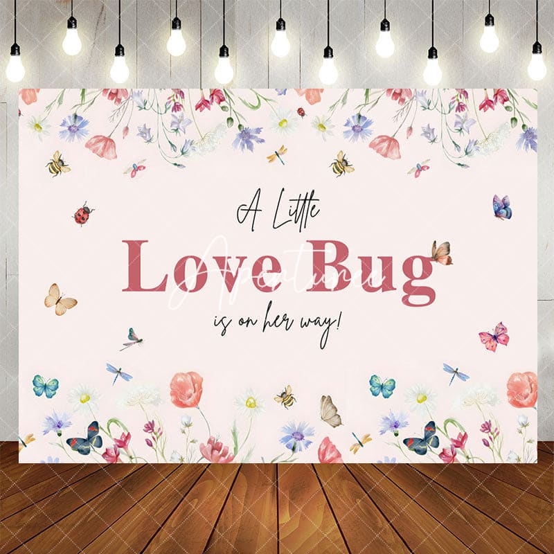 Aperturee - Aperturee Little Love Bug Spring Wildflower Baby Shower Backdrop