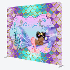 Aperturee - Aperturee Little Mermaid Fabric Backdrop Cover for Baby Shower