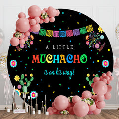 Aperturee - Aperturee Little Muchacho Floral Round Baby Shower Backdrop