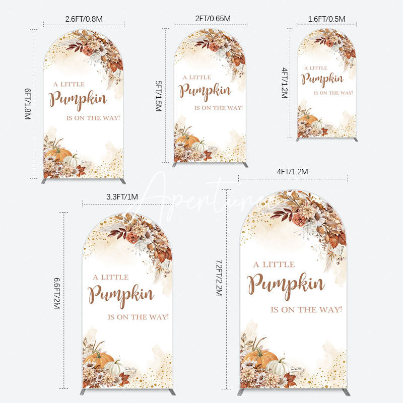 Aperturee - Aperturee Little Pumpkin Boho Floral Baby Shower Arch Backdrop