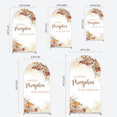 Aperturee - Aperturee Little Pumpkin Boho Floral Baby Shower Arch Backdrop