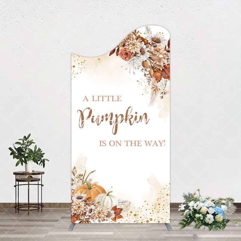 Aperturee - Aperturee Little Pumpkin Boho Floral Baby Shower Arch Backdrop