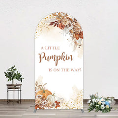 Aperturee - Aperturee Little Pumpkin Boho Floral Baby Shower Arch Backdrop