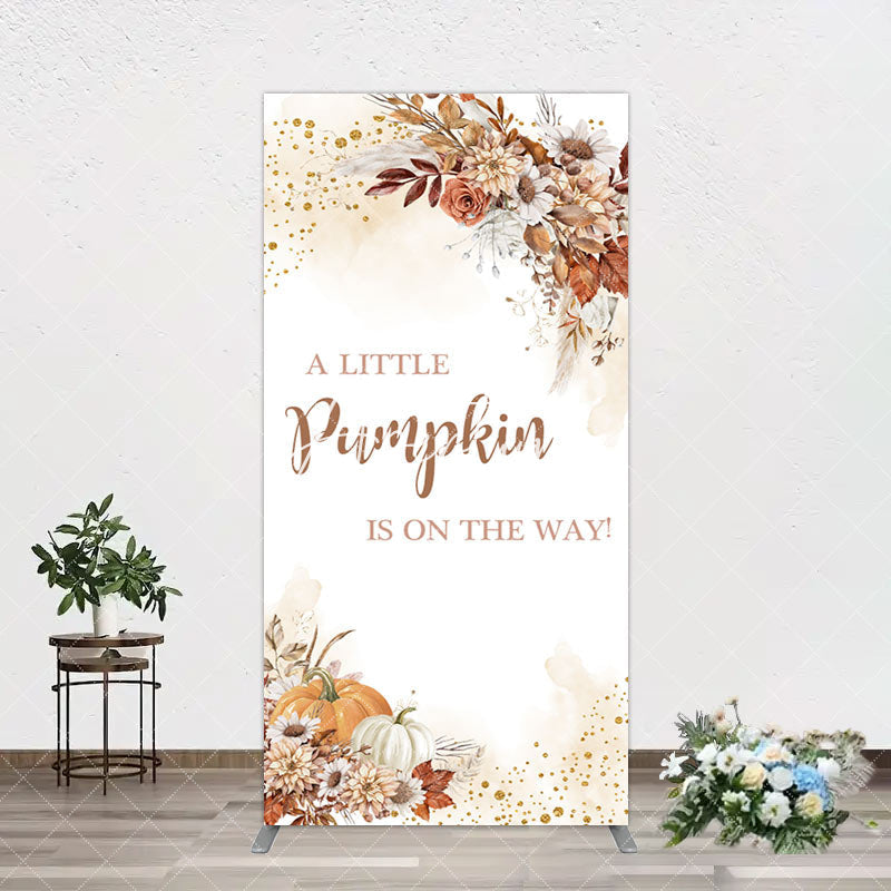 Aperturee - Aperturee Little Pumpkin Boho Floral Baby Shower Arch Backdrop