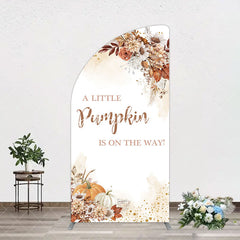 Aperturee - Aperturee Little Pumpkin Boho Floral Baby Shower Arch Backdrop