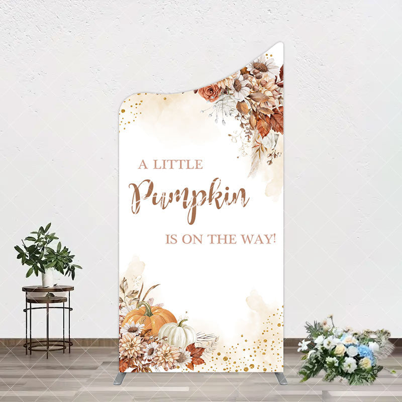 Aperturee - Aperturee Little Pumpkin Boho Floral Baby Shower Arch Backdrop