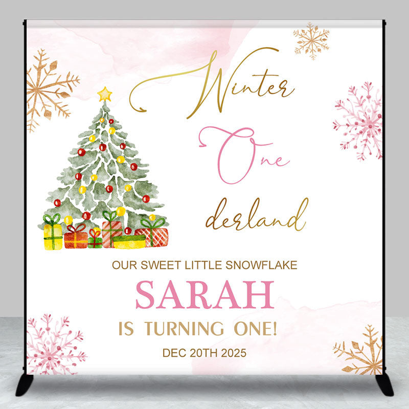 Aperturee - Aperturee Little Snowflake Christmas Custom Birthday Backdrop