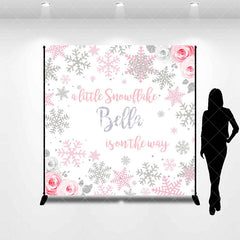 Aperturee - Aperturee Little Snowflake Floral Custom Baby Shower Backdrop