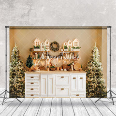 Aperturee - Aperturee Log Style Bar Counter Xmas Trees Christmas Backdrop