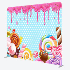 Aperturee - Aperturee Lollipop Blue Theme Fabric Backdrop Cover for Birthday