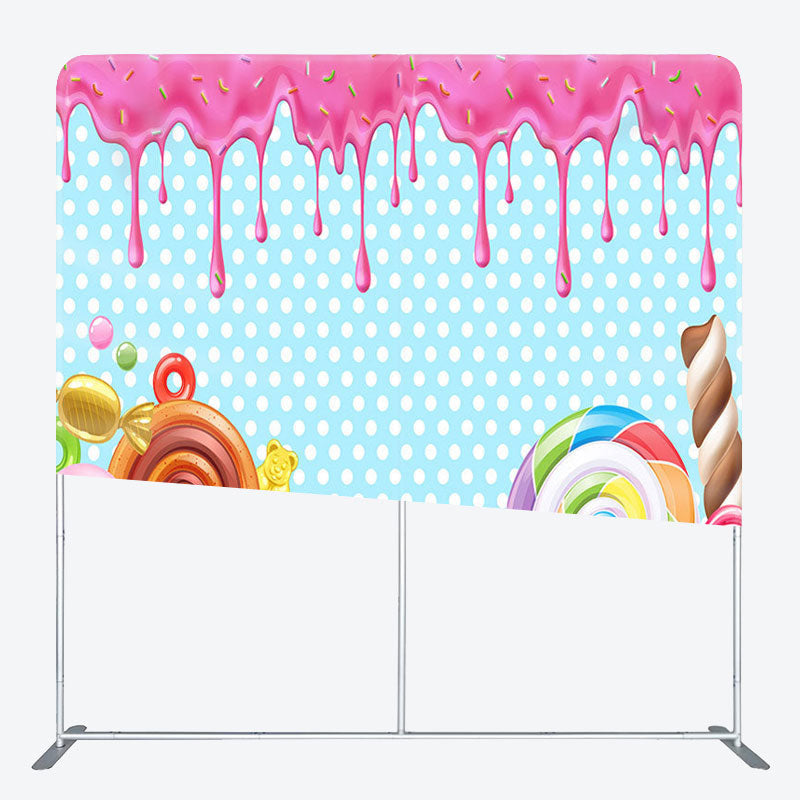 Aperturee - Aperturee Lollipop Blue Theme Fabric Backdrop Cover for Birthday