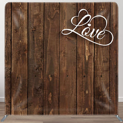 Aperturee - Aperturee Love Dark Brown Wood Wall Fabric Photo Backdrop Cover